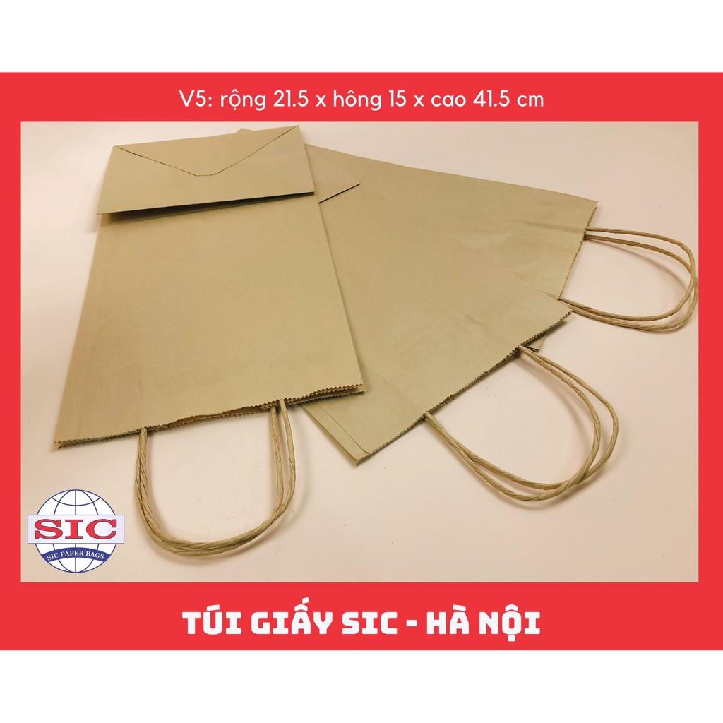 100 CHIẾC TÚI GIẤY KRAFT V5-21,5x15x41,5cm CÓ QUAI