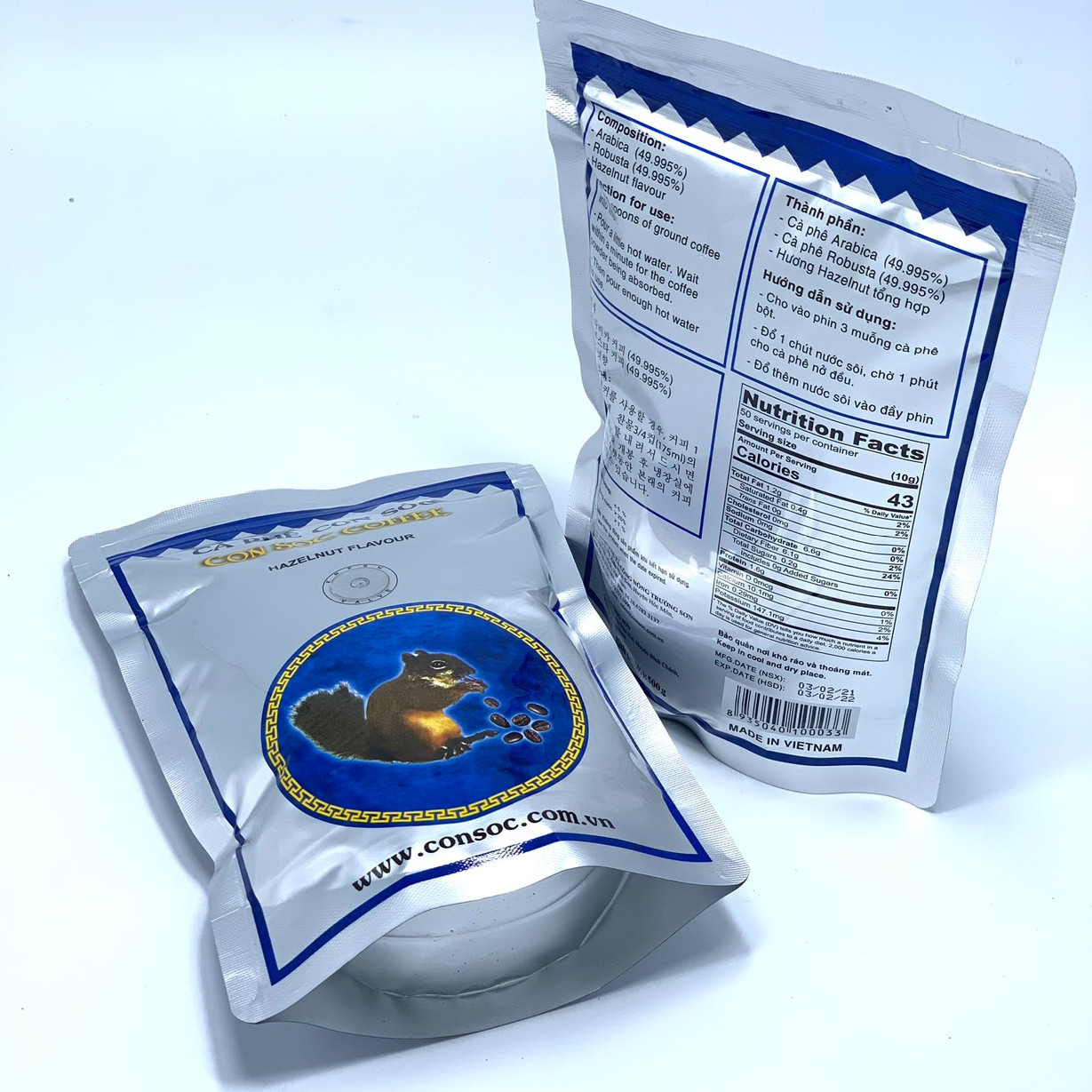 Cà phê Con Sóc Bịch Xanh 500gam