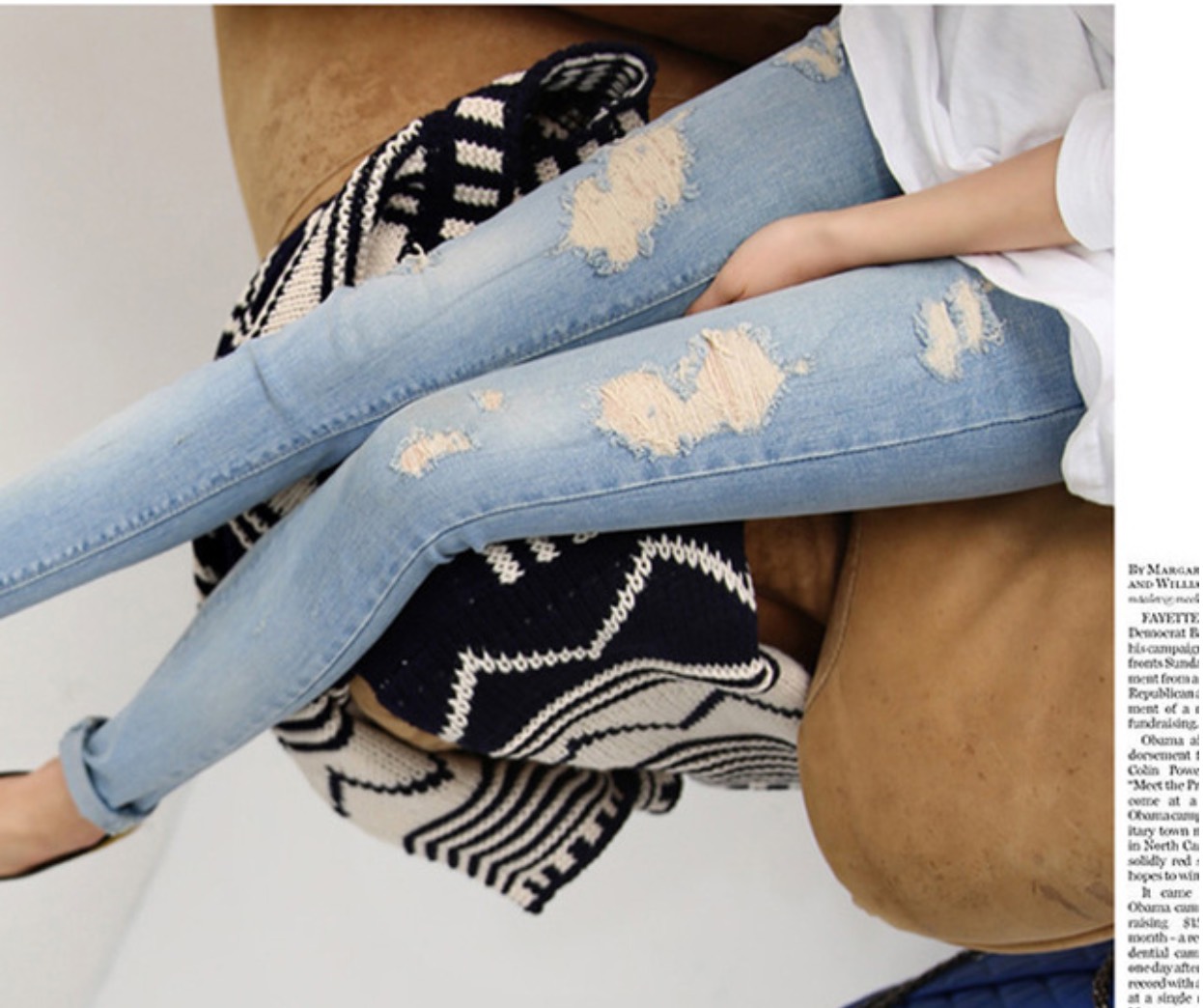 Quần jeans bầu rách cá tính