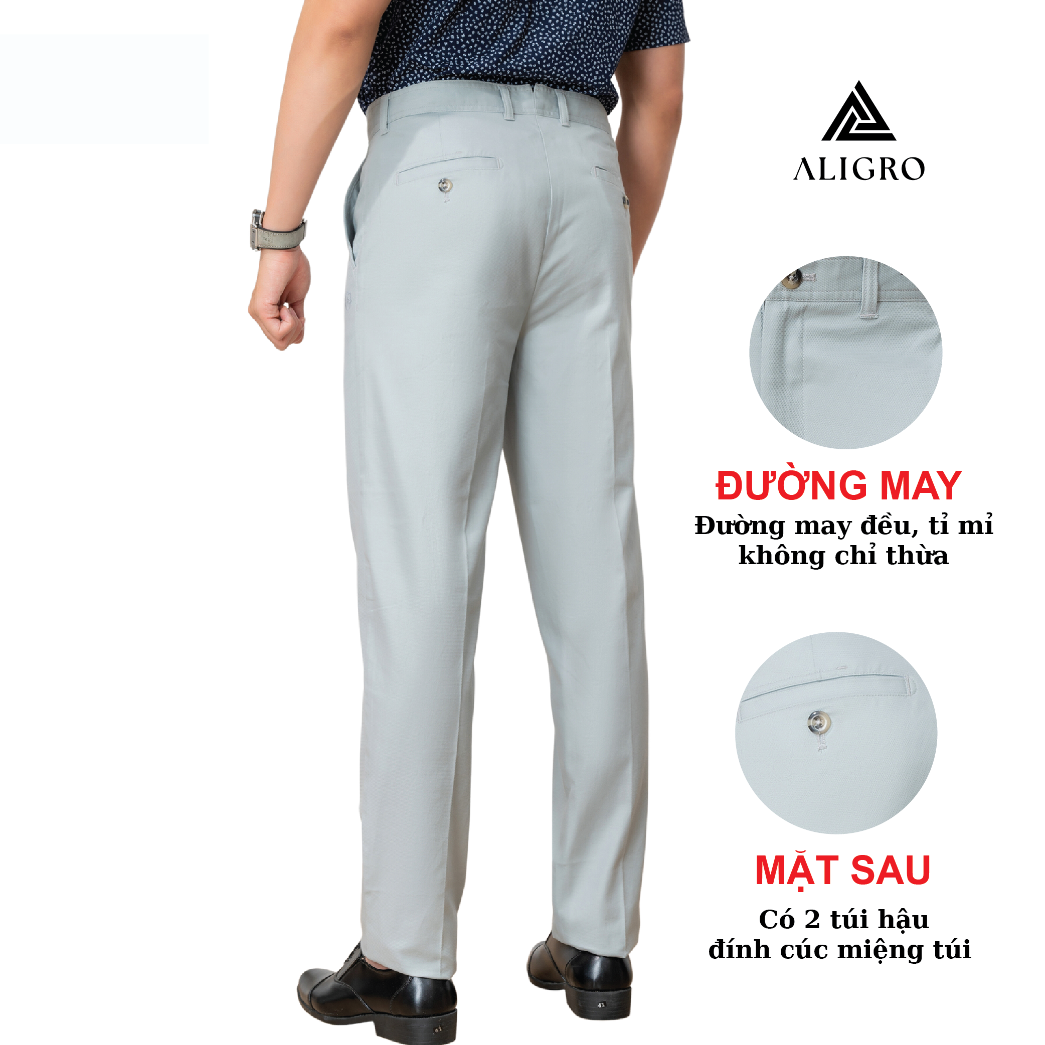 Quần kaki nam ALIGRO chất liệu kaki mềm mịn cao cấp dáng slimfit màu ghi sáng ALGK074