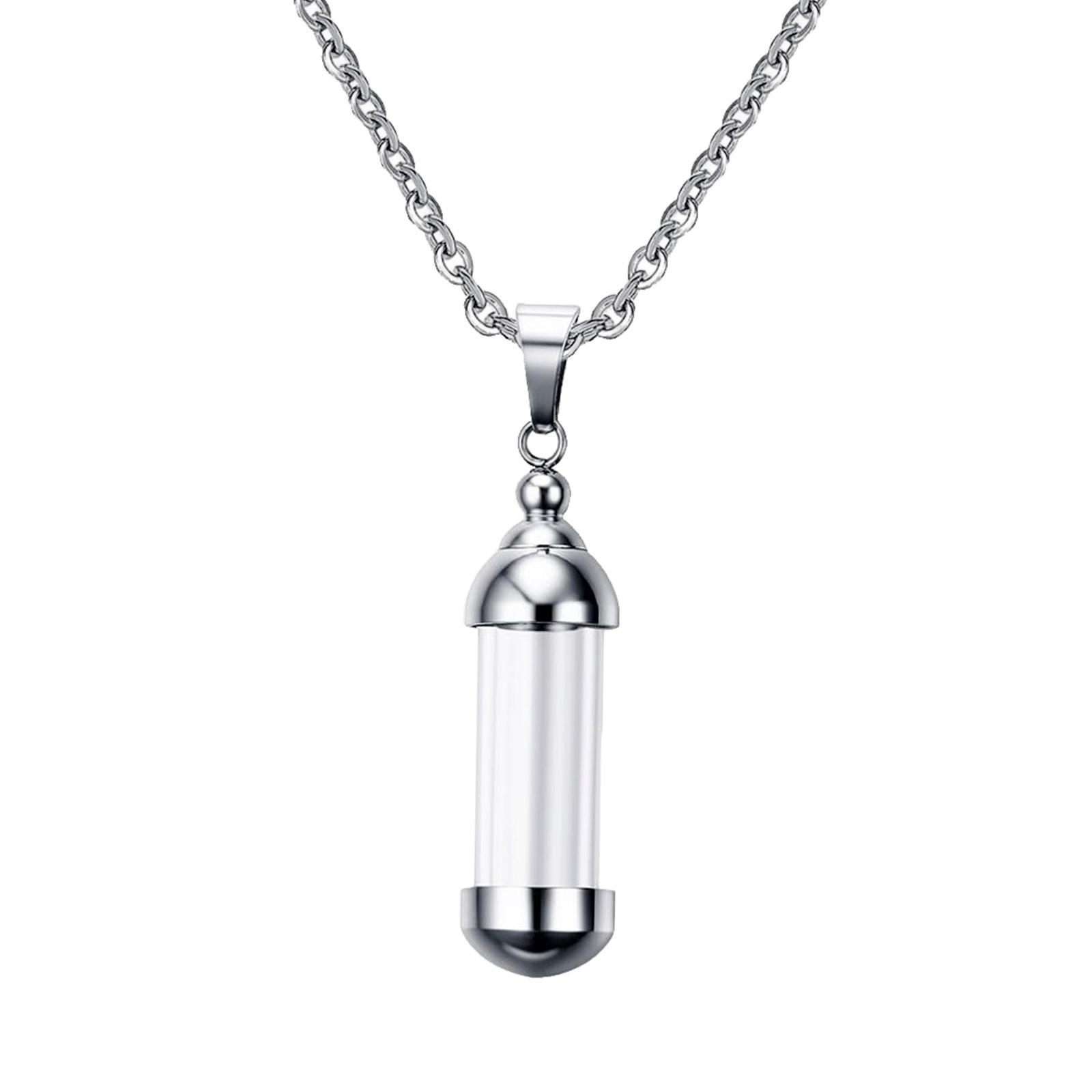 5Pcs Stainless Steel Screw Tube Glass Bottle Urn Charms Pendant Necklace