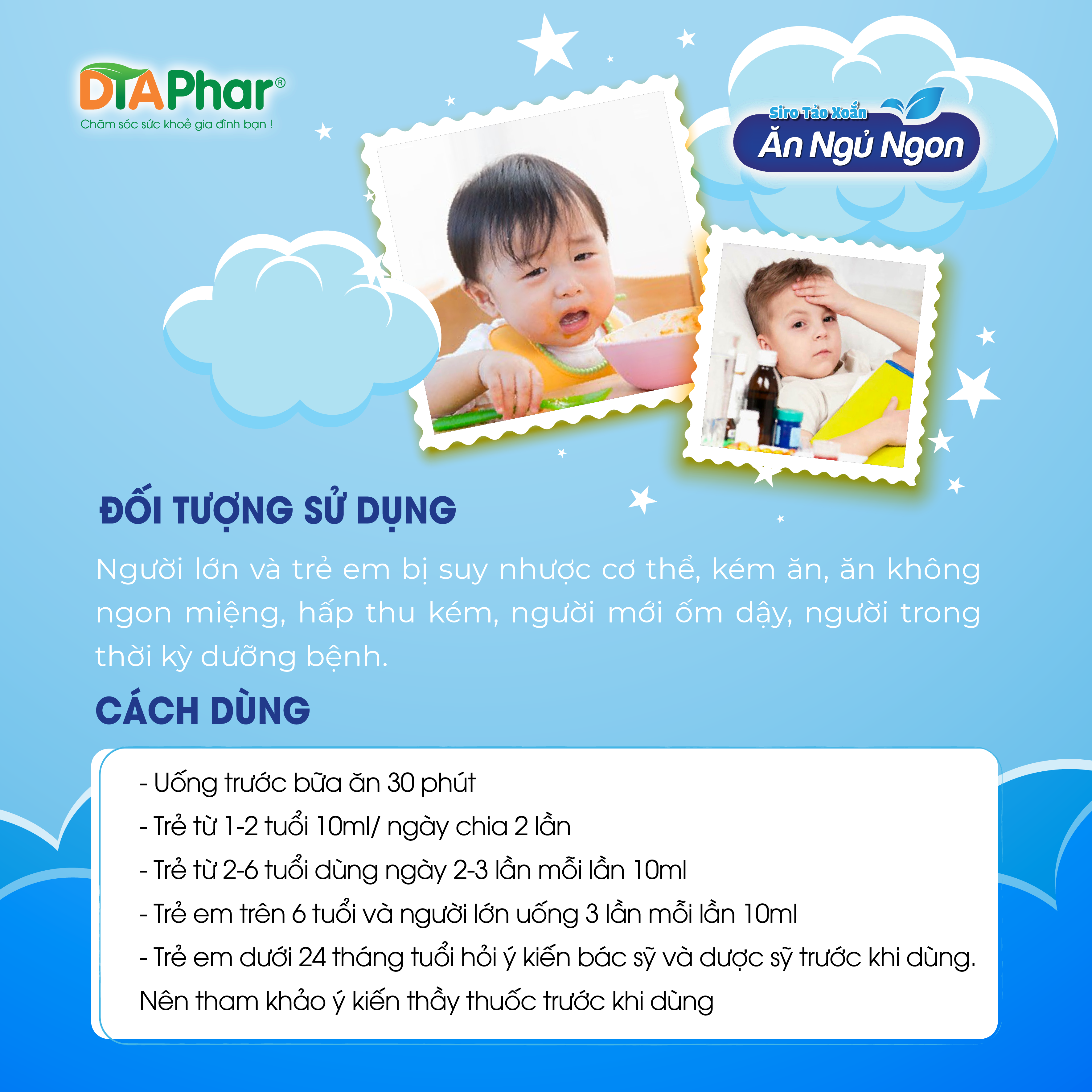 Siro uống Ăn Ngủ Ngon MỚI Hỗ trợ tăng cường tiêu hoá ăn ngon ngủ ngon bồi bổ sức khoẻ tăng sức đề kháng Chai 125ml Tâm An Pharma