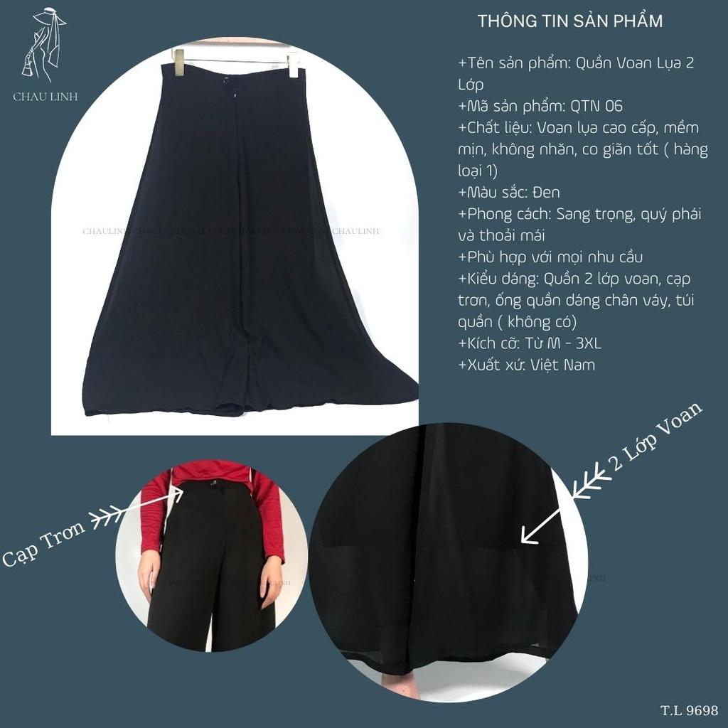 Quần Trung Niên Nữ Voan Lụa 2 Lớp Cao Cấp Châu Linh Chất Voan Lụa Mềm Mướt Mịn Sang Trọng Qúy Phái QTN 06