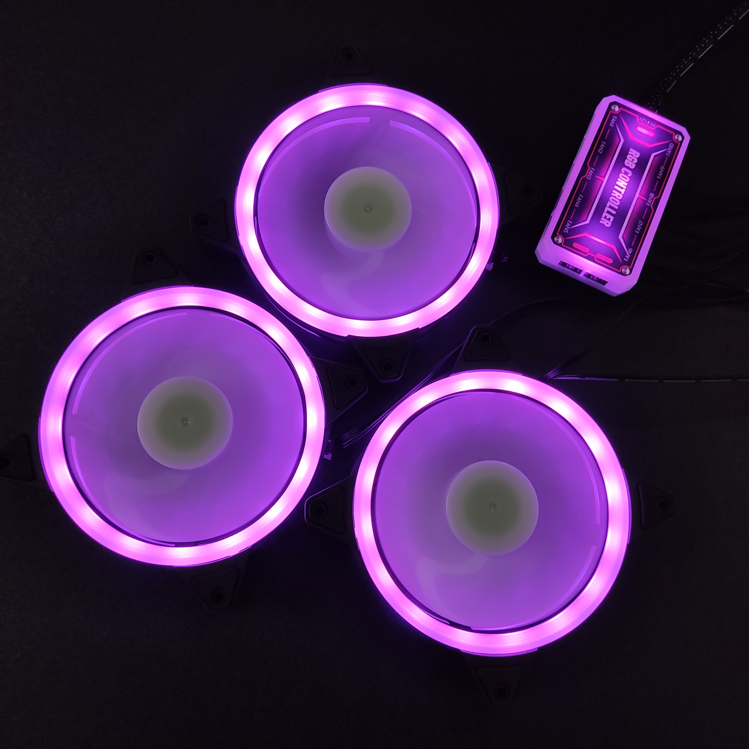 3 Quạt Tản Nhiệt, Fan Case KNC V2 Led RGB Dual Ring đồng bộ Hub điều khiển