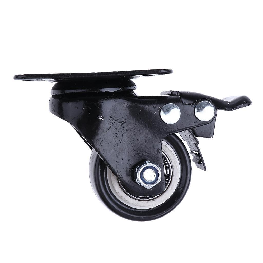 4 Pcs 1.5'' Swivel Caster PU Wheels With Brake Lock Universal Replacement
