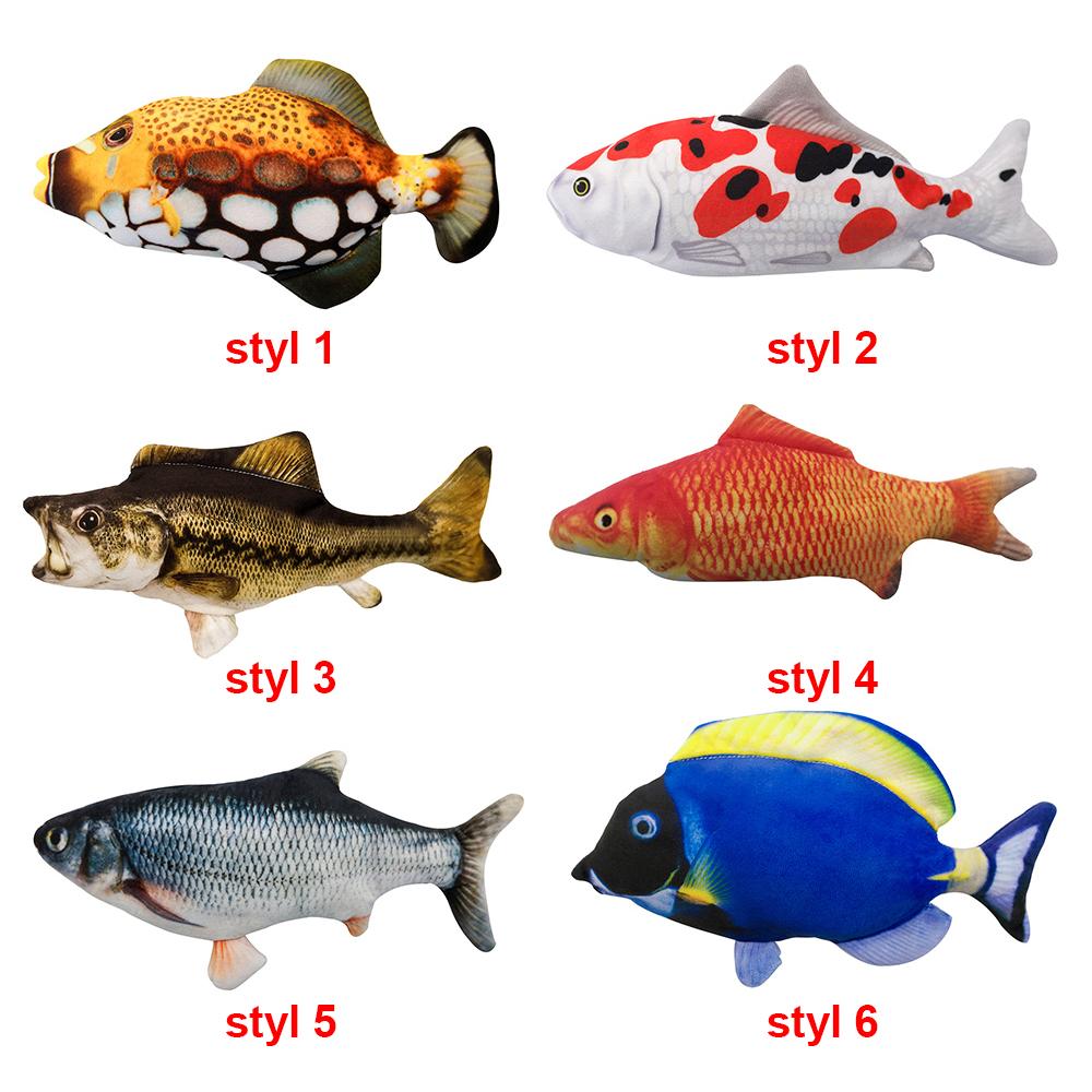 Đồ chơi cho mèo hình con cá bằng điện In 3D chuyển động và phát ra âm thanh chất liệu bông PP và lông ngắn sang trọng
