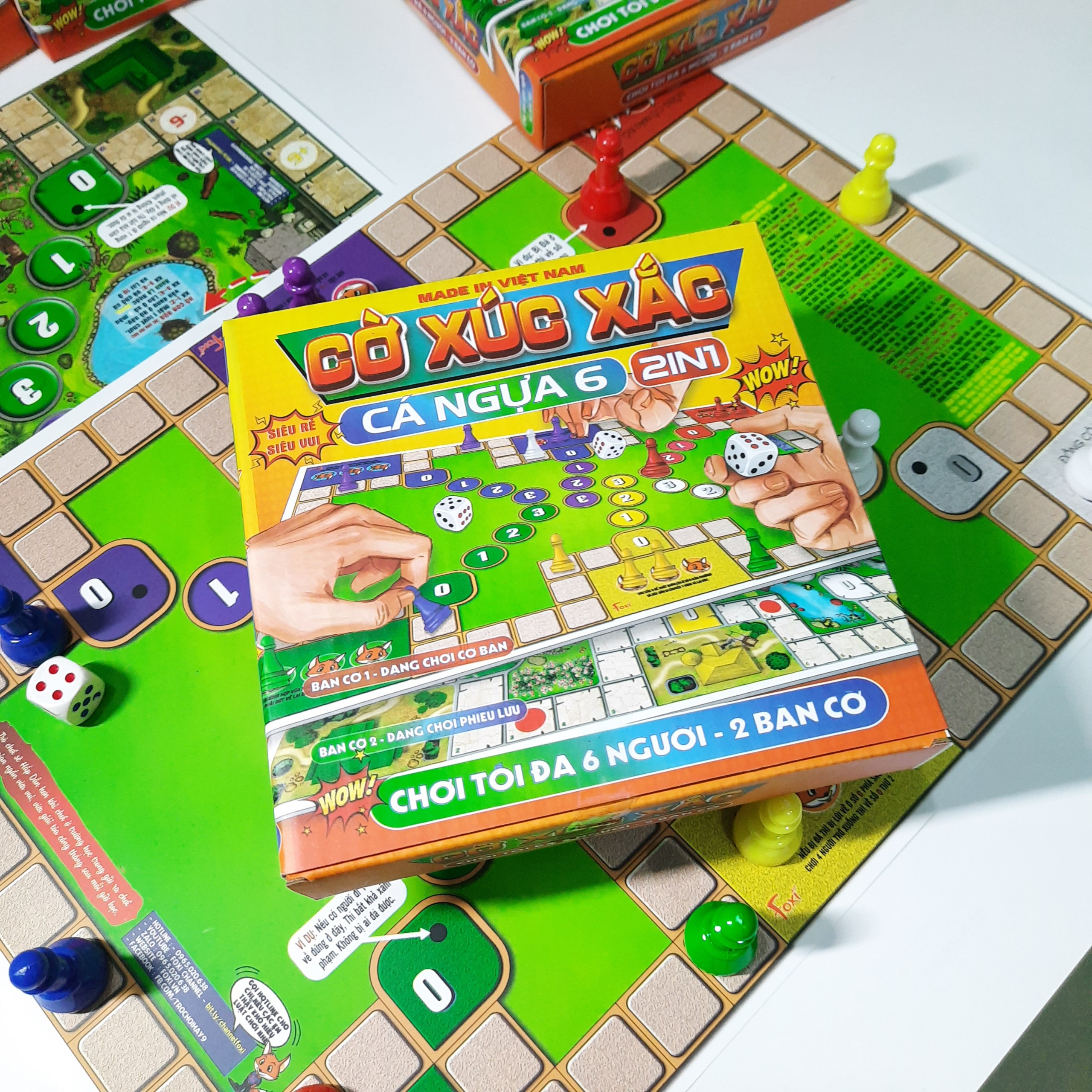 Board game-Cờ xúc xắc cá ngựa 6 người chơi Foxi-đồ chơi phát triển tư duy-dễ chơi-vui nhộn-giá siêu rẻ