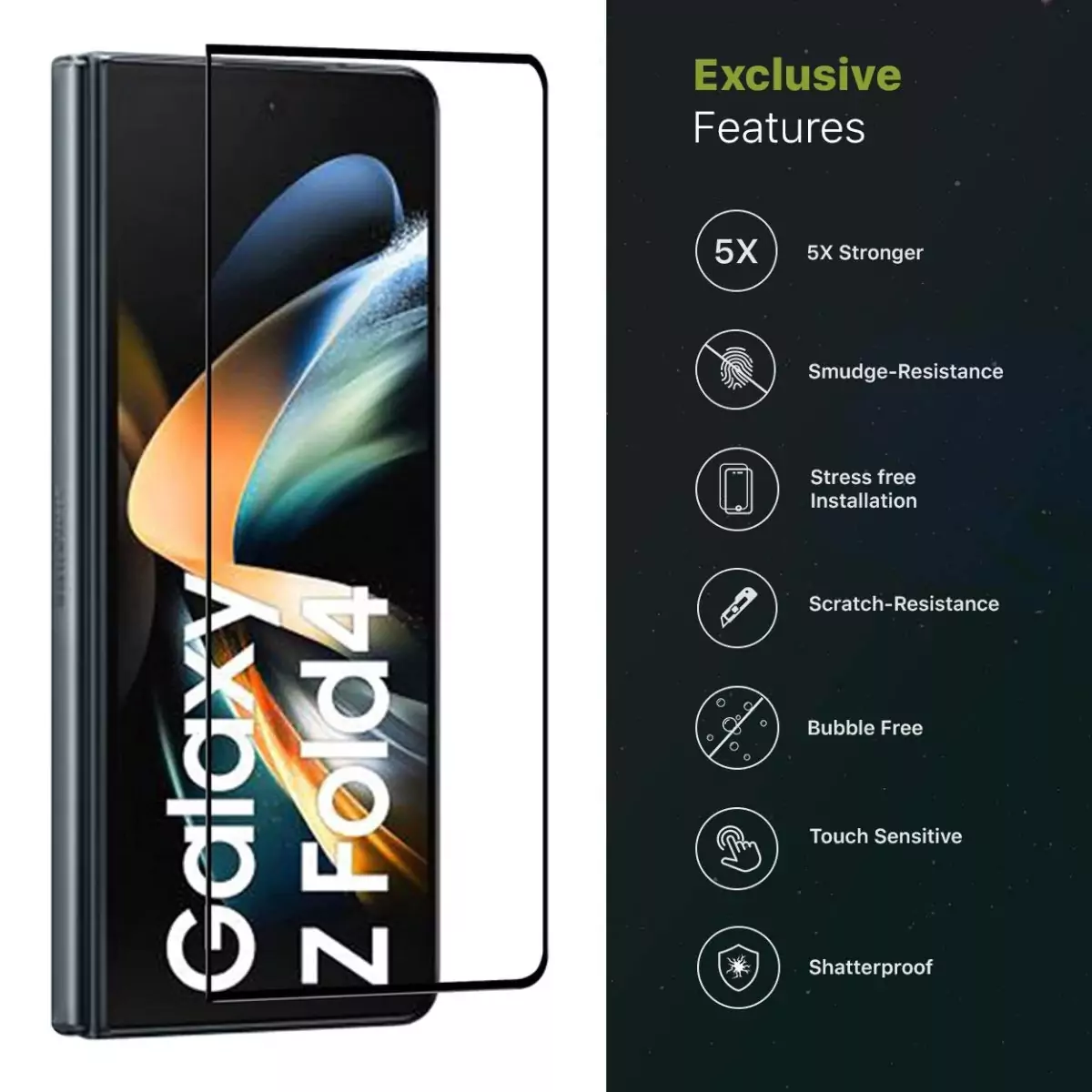 Miếng dán kính cường lực màn hình trước cho Samsung Galaxy Z Fold 3 / Z Fold 4 full 9D hiệu HOTCASE Kuzoom Protective Glass - mỏng 0.3mm, vát cạnh 2.5D, độ cứng 9H, viền cứng mỏng chống vỡ cạnh - Hàng nhập khẩu