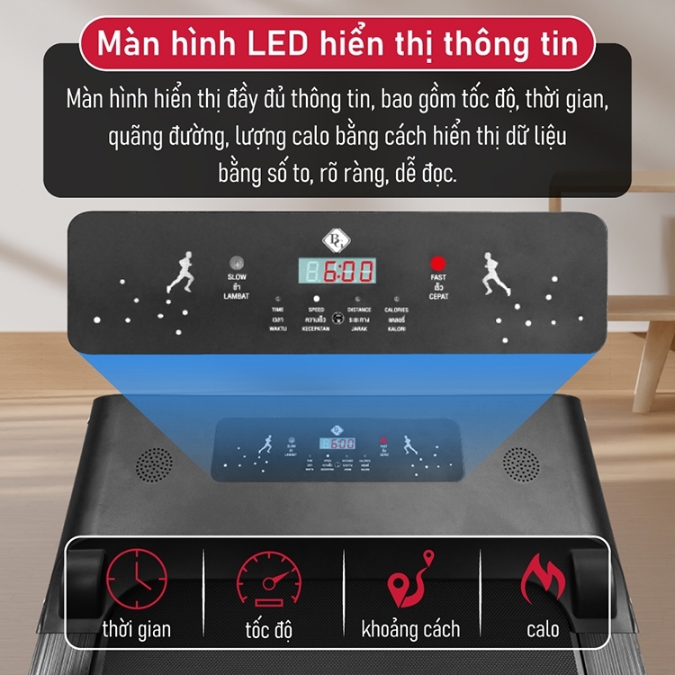 BG Máy Chạy Bộ Điện Gia Đình Nhỏ Gọn Màn Hình Điện Tử Có Điều Khiển Remote Từ Xa