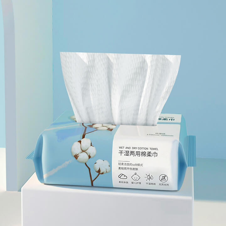 Bịch 60 Khăn Lau Mặt Khô Bông Cotton Giấy Tẩy Trang Dùng 1 Lần Mềm Mịn Tái Sử Dụng Đa Năng