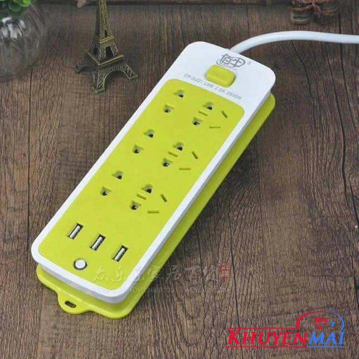 Ổ cắm điện 6 phích cắm 3 cổng usb