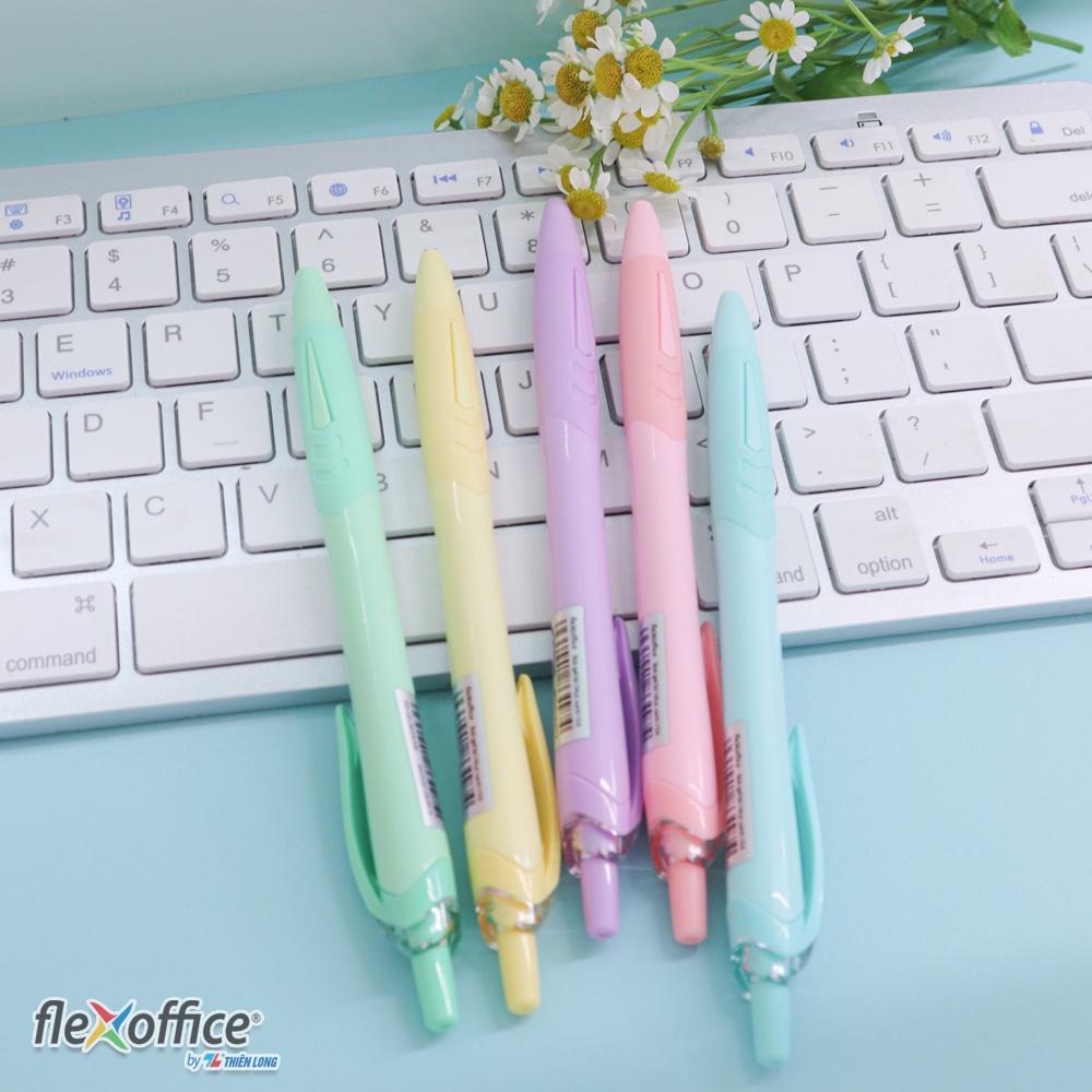 Bút gel B màu Pastel Thiên Long Flexoffice Pazto FO-GELB039/VN - Mực xanh (5 cây)