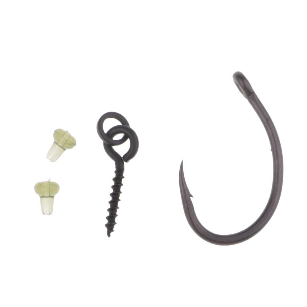 30pcs Bait Screws with O Rings, Carp Rig Ring Stops Rubber Hook Stops Carp Fishing Hooks Chod Rigs