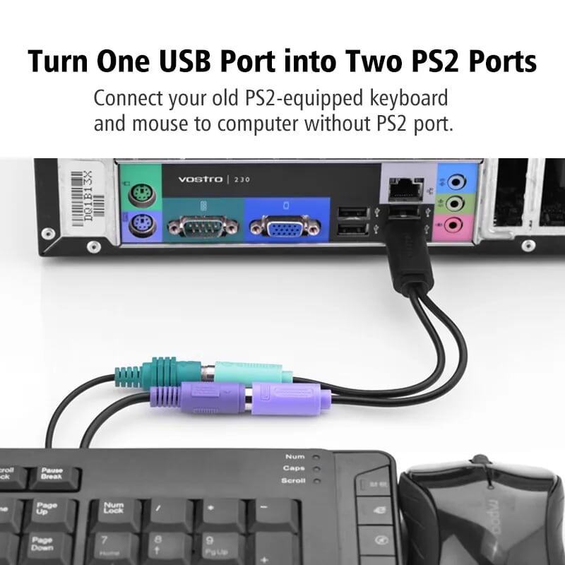 Ugreen UG2021920219TK 20CM Cáp chuyển đổi USB 2.0 sang cổng PS2 cho phím chuột cao cấp - HÀNG CHÍNH HÃNG