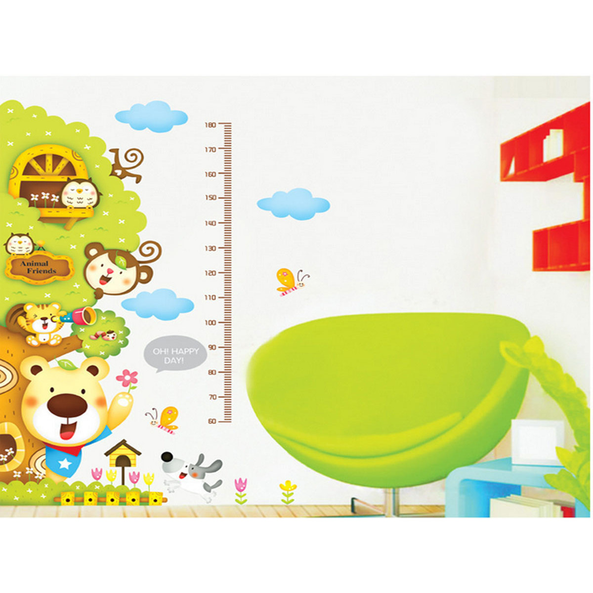 Decal dán tường thước đo chiều cao tán tròn