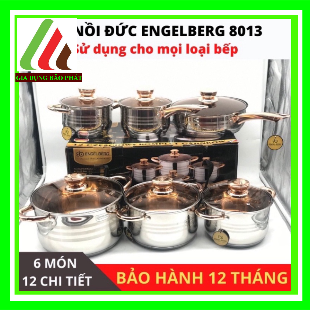 Bộ nồi Đức 6 món 12 chi tiết Engelberg loại cao cấp