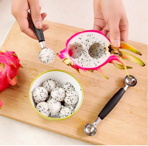 Combo 2 Muỗng 2 Đầu Inox Làm Bingsu Múc Kem Trái Cây Chuyên Dùng