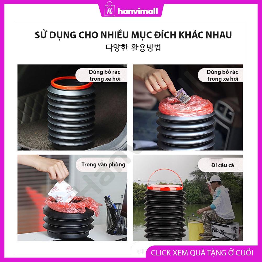 Giỏ/thùng nhựa gấp gọn đa năng có nắp và quai xách dung tích 4L, có thể để trên xe hơi siêu tiện lợi