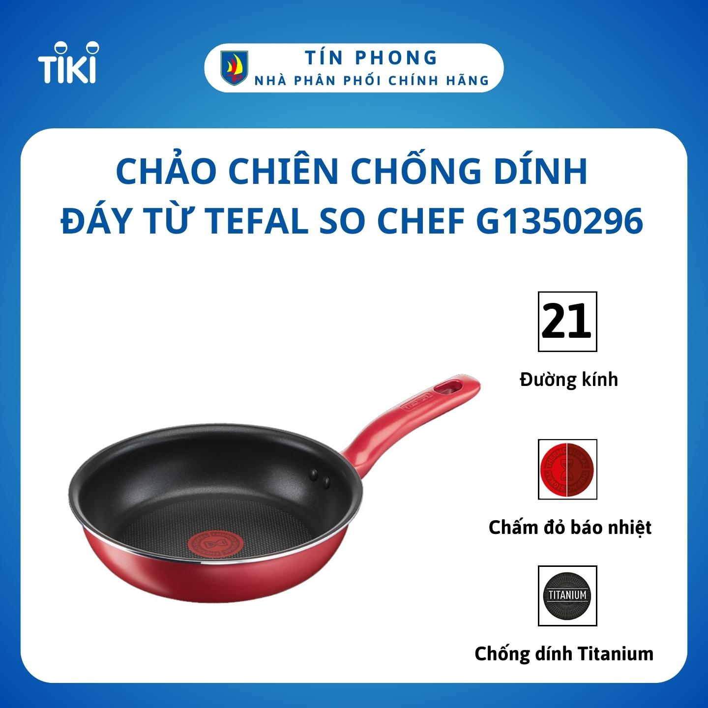 Chảo chiên chống dính đáy từ Tefal So Chef G1350296 21cm (Đỏ) - Công nghệ Thermor-spot cảnh báo nhiệt - Hàng chính hãng