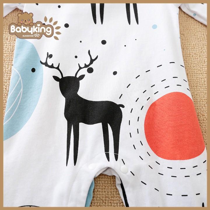 BodySuit giáng sinh noel cho bé,áo liền quần dễ thương dài tay kiểu nai đen cho bé , cotton 100%, Aiueo Nhật.