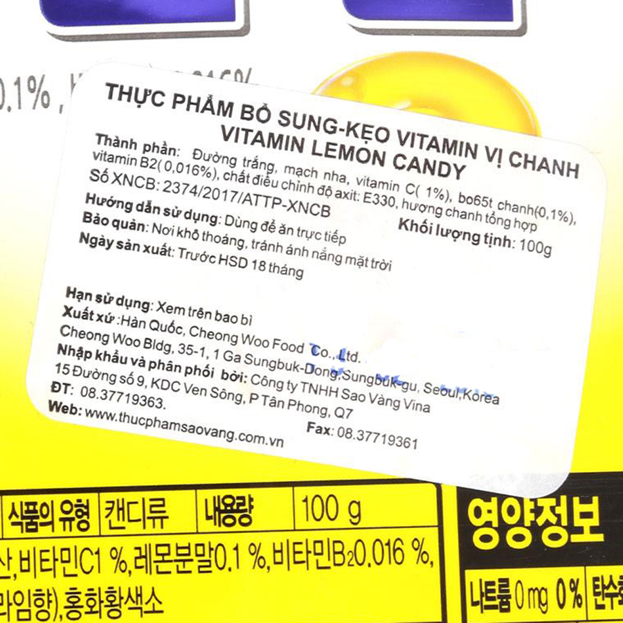 Kẹo CW Vitamin Chanh 100g