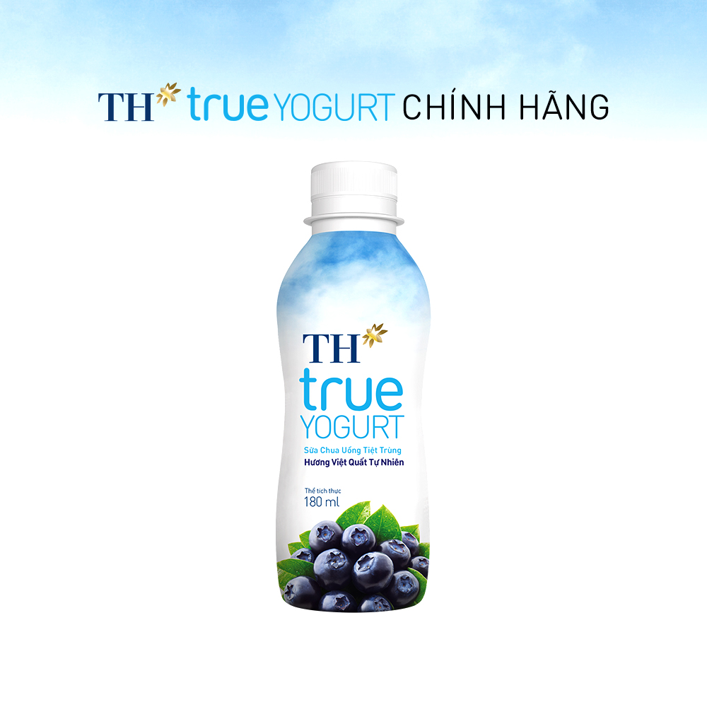 [HSD: 21/6/2024, giảm 20%] Thùng 48 chai sữa chua uống tiệt trùng hương việt quất tự nhiên TH True Yogurt 180ml (180ml x 48)