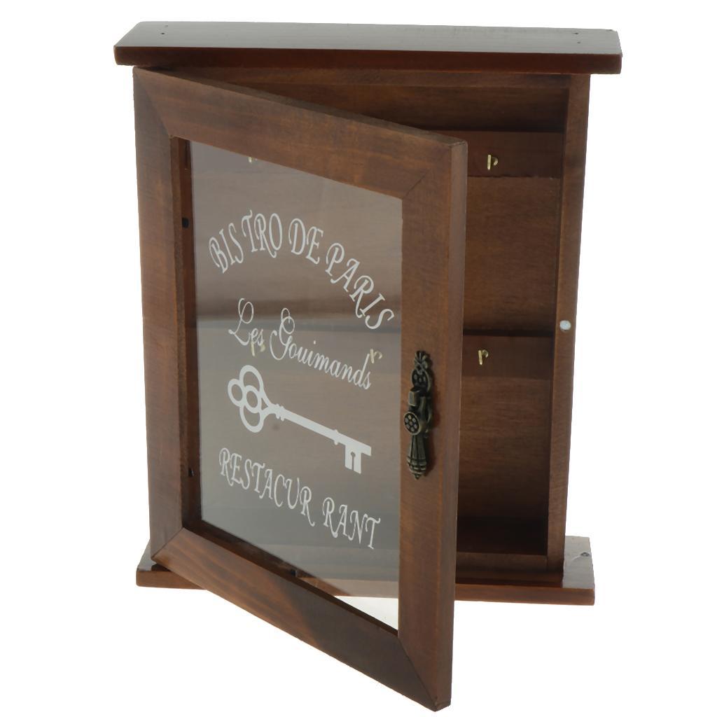 2pcs 6-Hook Wooden Key Holder Rack Key Organizer Wall Mount/ Tabletop Brown