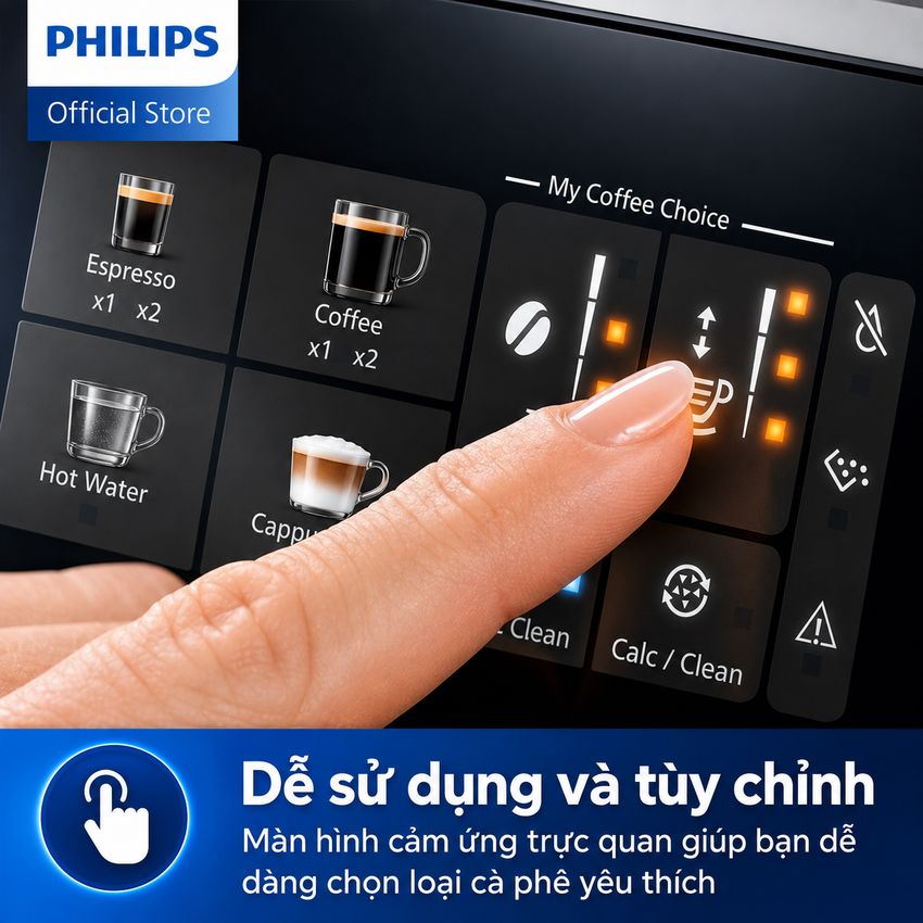 Máy pha cà phê Espresso, Americano tự động và Capuccino, Latte thương hiệu Philips EP2124/72 Serial 2200 - Hàng chính hãng