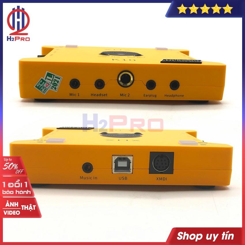 Sound Card Thu Âm, Soundcard Livestream Xox K10 10Th Cao Cấp, Phiên Bản Tiếng Anh (Tặng Bộ 3 Dây Âm Thanh)-H2Pro Tech