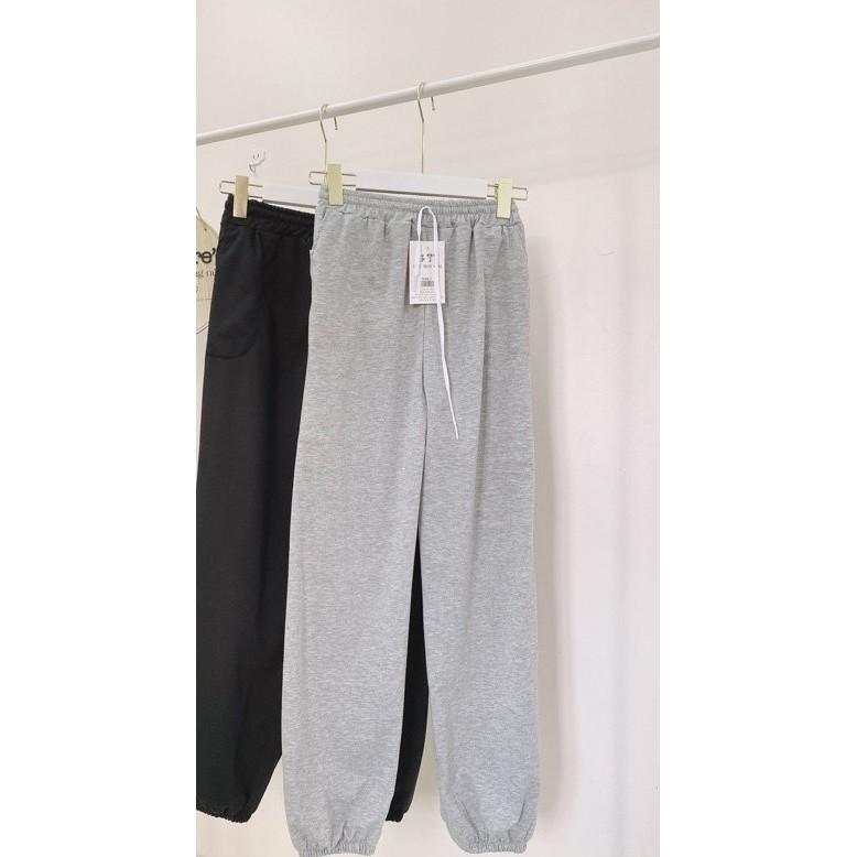 Quần Jogger Nỉ Trơn Unisex ,Quần Thun Nỉ Dáng Rộng Ống Bo 2 Màu C002 - zeni69 store