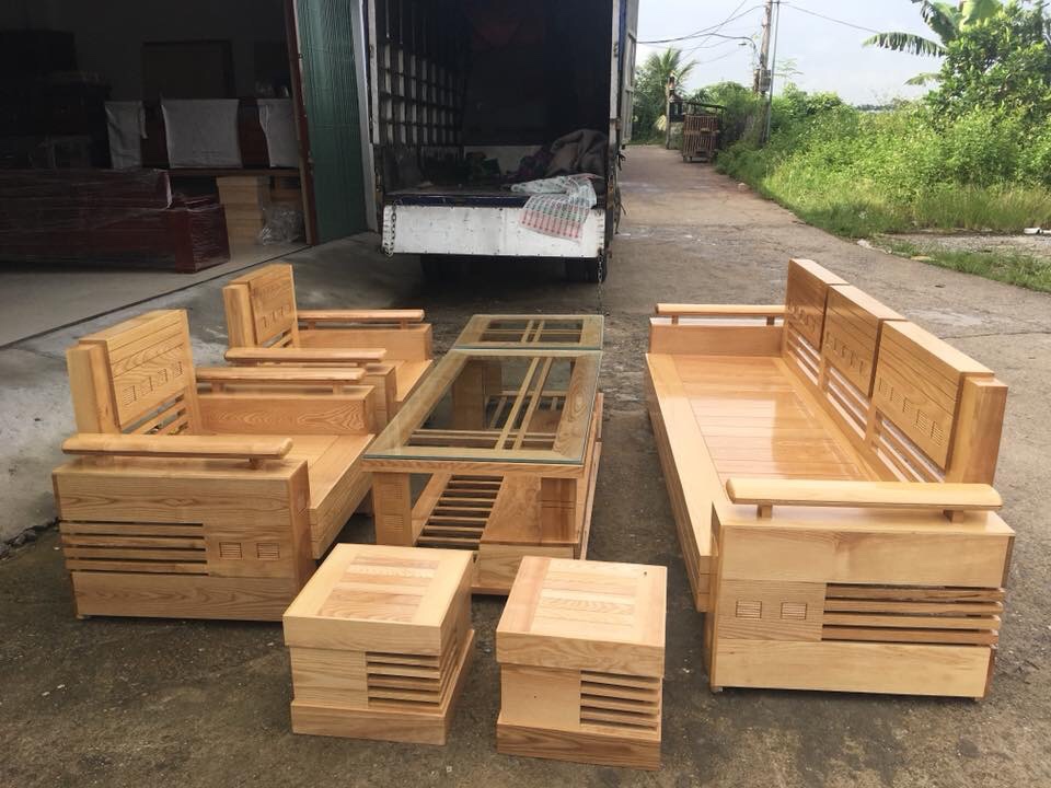 Bộ bàn ghế Sofa trứng đối gỗ sồi