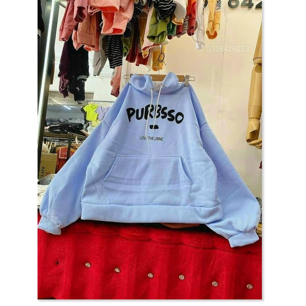 Áo khoác hoodie nam nữ chất thun nỉ ngoại chống nắng tốt in chữ PURBSSO nón 2 lớp form chuẩn tay phồng hót