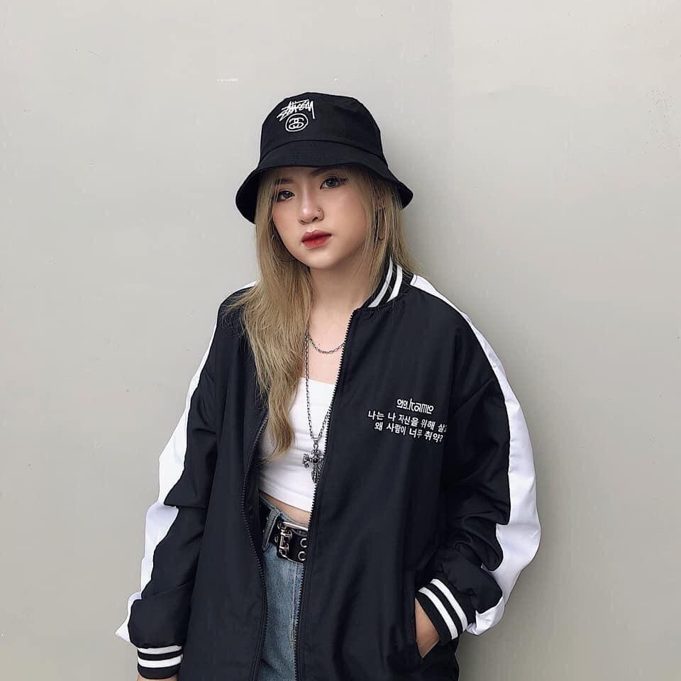 ÁO KHOÁC DÙ BOMBER IN TIẾNG HÀN QUỐC DÂN FORM RỘNG UNISEX NAM NỮ ULZZANG