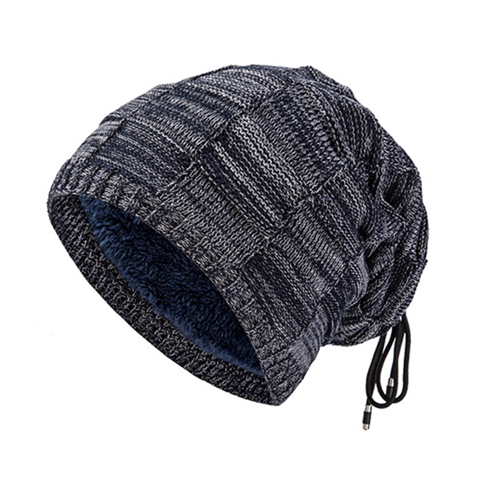 Dual-Purpose Winter Warm Knitted Beanie Hat Neck Warmer Fleece Lined Cap Neck Gaiter for Men and Women Cold Weather Outdoor Sports