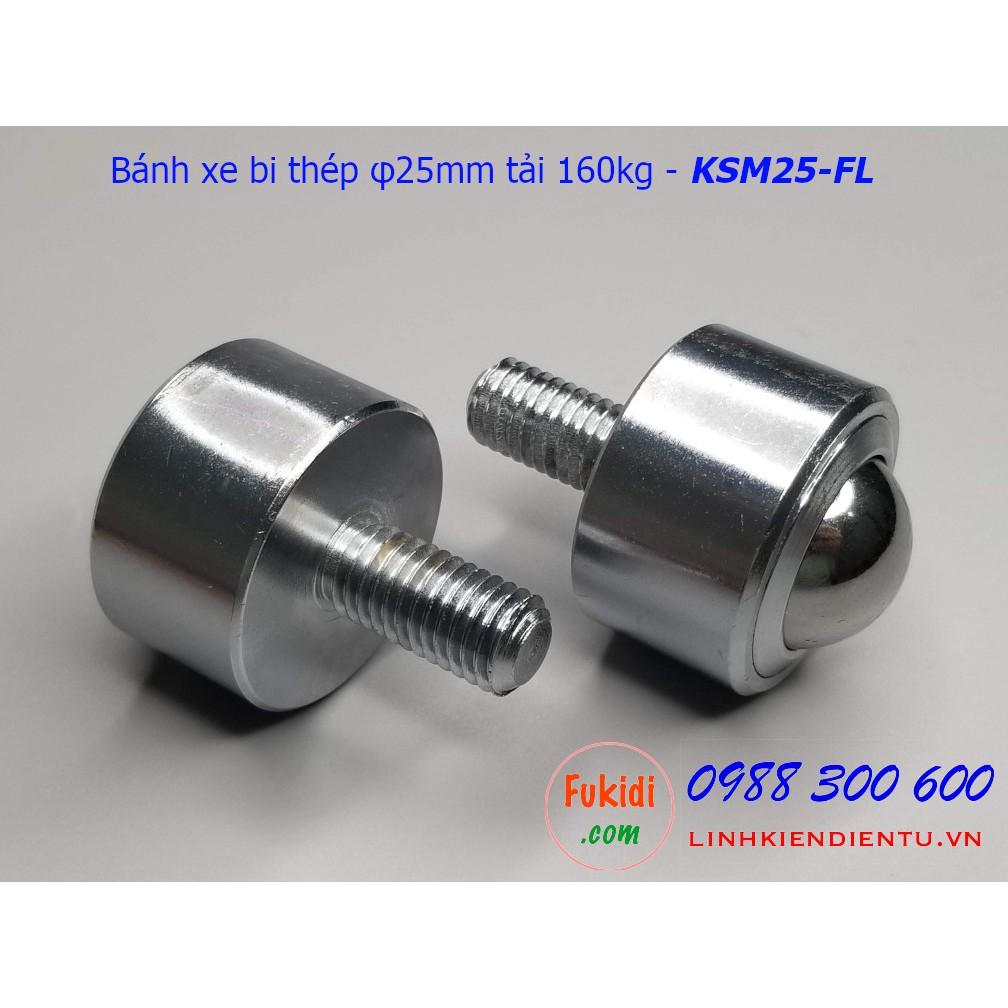 Bánh xe bi thép đa hướng phi 25mm tải trọng 160kg - KSM25-FL