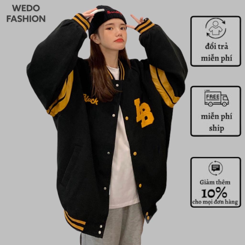 Áo khoác bomber nữ in logo Bluck LB, chất nỉ dày dặn form rộng cá tính