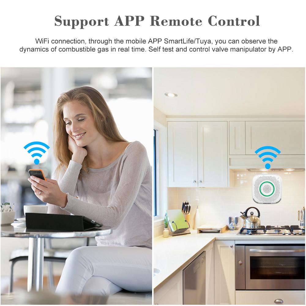 WIFI Gas Detector Household Combustible Gas Leak Detector Natural Liquefied Petroleum Gas Leak Tester Sniffer with Sound Alarm APP Notification Pushing SmartLife Tuya APP Remote Control
