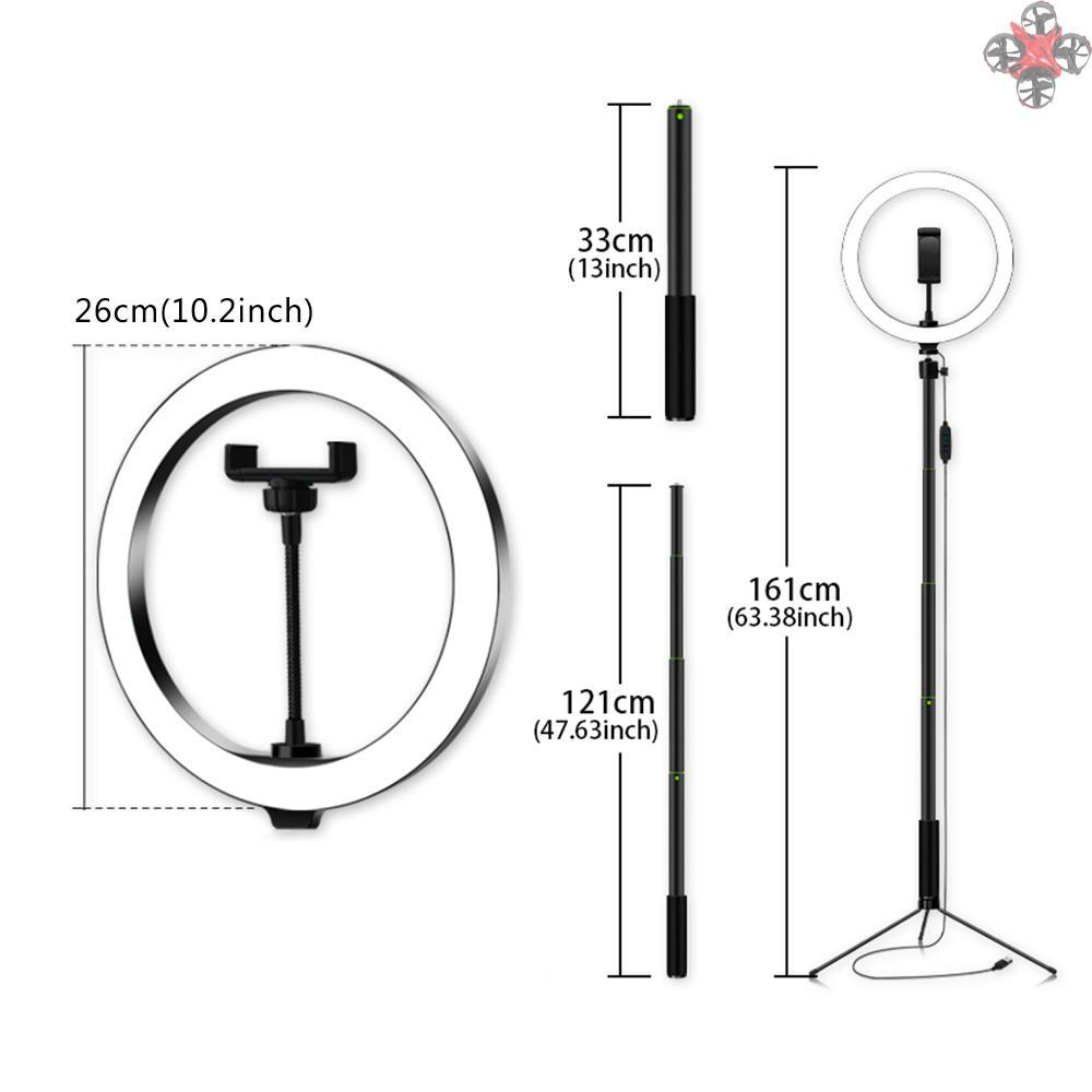 Vòng Đèn Led 26cm / 10.2 Inch 3200k-5600k 120cm Kèm Giá Đỡ Điện Thoại Điều Khiển Từ Xa
