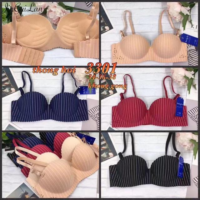 Áo lót đúc kẻ sọc không gọng nâng ngực