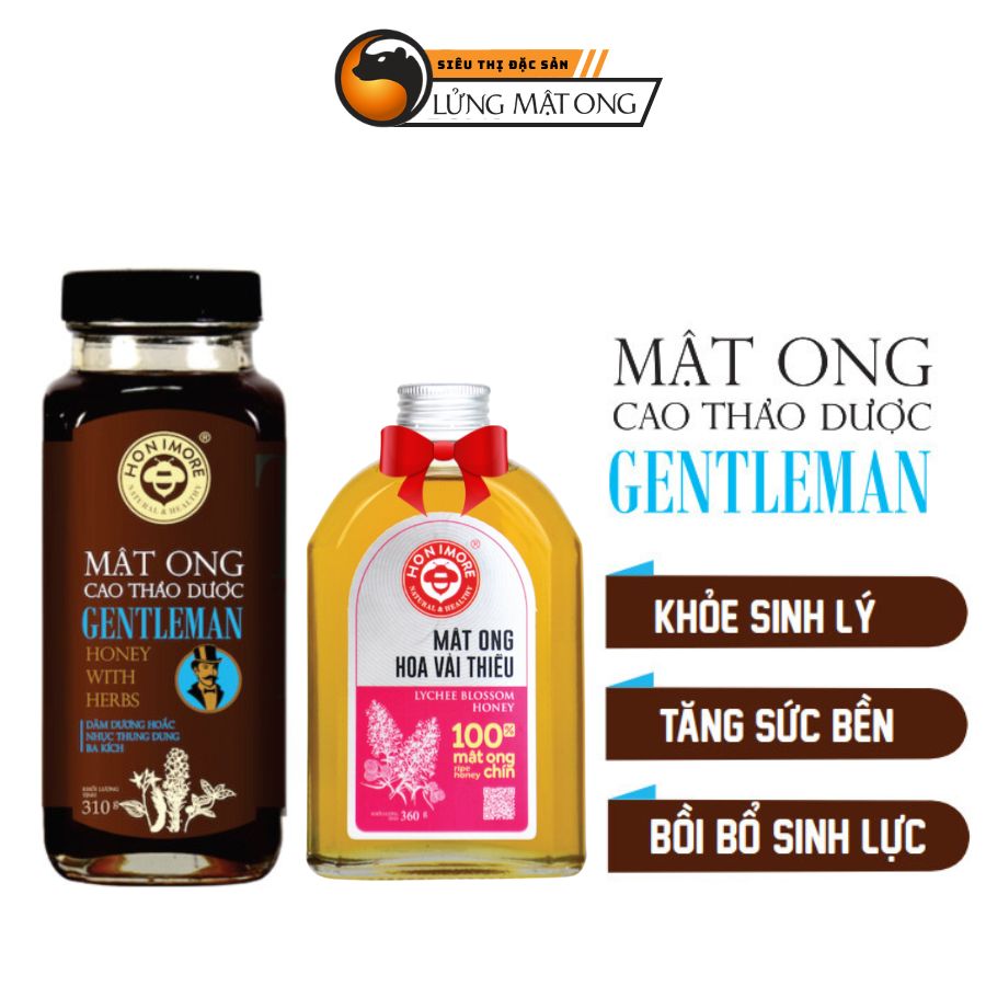 Combo Mật ong rừng cao thảo dược Gentleman 310g + 1 Mật ong chín Hoa Vải Thiều 360g tăng sức đề kháng