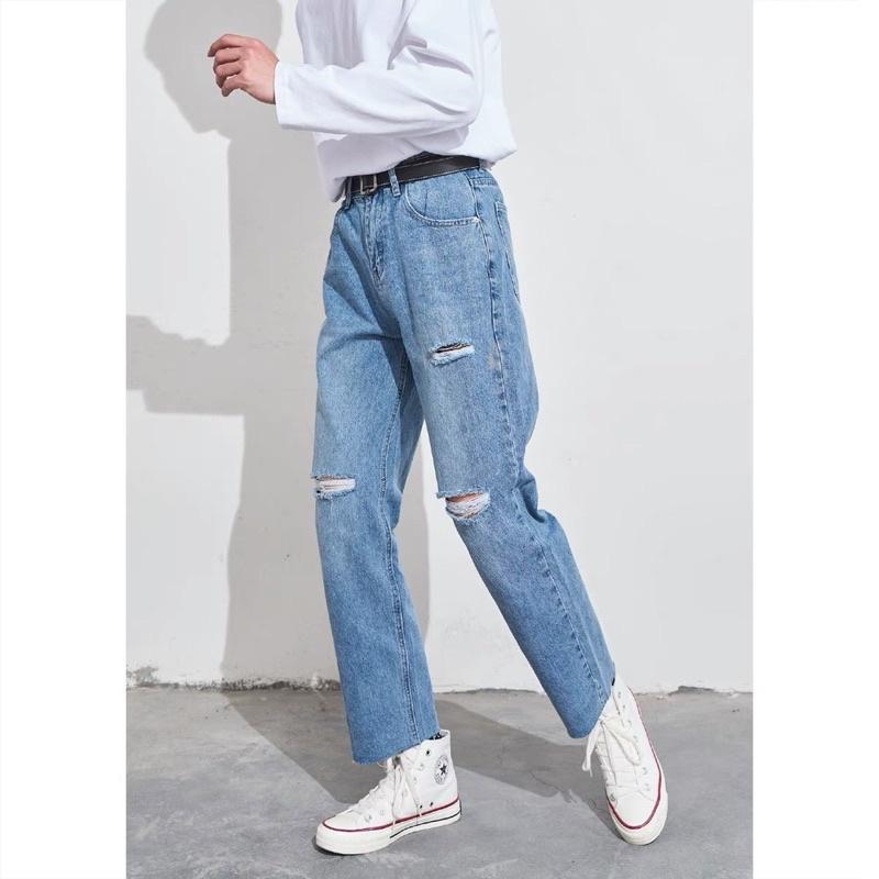 Quần baggy jeans nam quần jeans ống suống hàn quốc