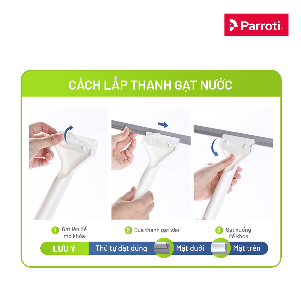 Cây chùi kính, lau kính đa năng 2 đầu trong 1, 2 miếng lau cao cấp Parroti SN02