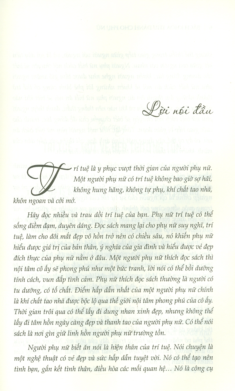 BÁCH KHOA THƯ DÀNH CHO PHỤ NỮ - Phụ Nữ Trí Tuệ Bao Nhiêu Hạnh Phúc Bấy Nhiêu – Thanh Hương biên soạn – Liên Việt Books