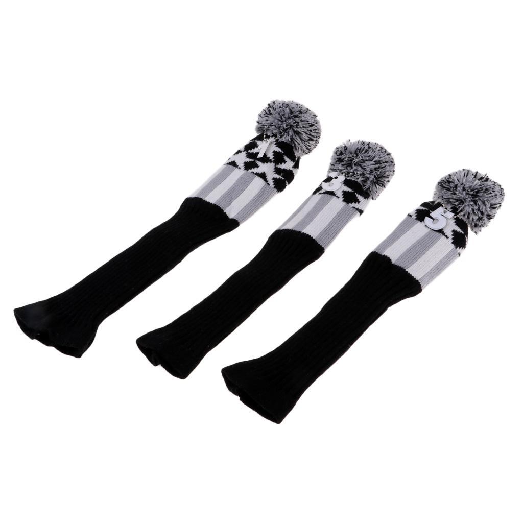 3Pcs Golf Driver  Head Cover Long Neck  Wood Headcovers
