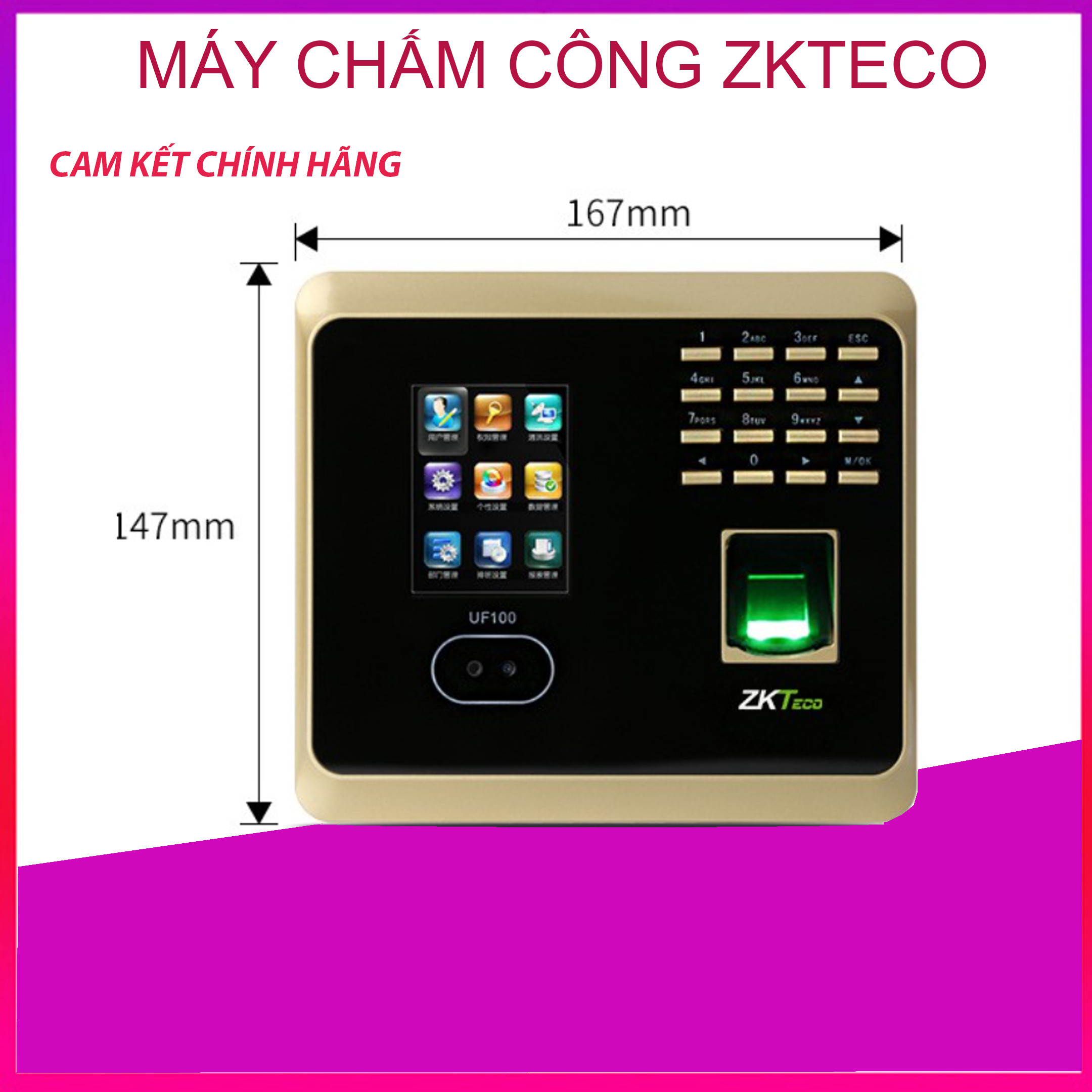 Máy Chấm Công Bằng Vân Tay, Máy Chấm Công Nhận Diện Khuôn Mặt + Dấu Vân Tay + Mật Khẩu ZKTeco - Kết Nối Wifi, Máy Tính, Điện Thoại Tốc Độ Cao, Hàng Nhập Khẩu Chính Hãng