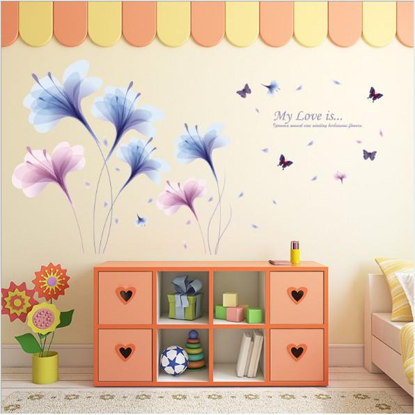 Decal trang trí Hoa Ly Thủy Tinh Xanh