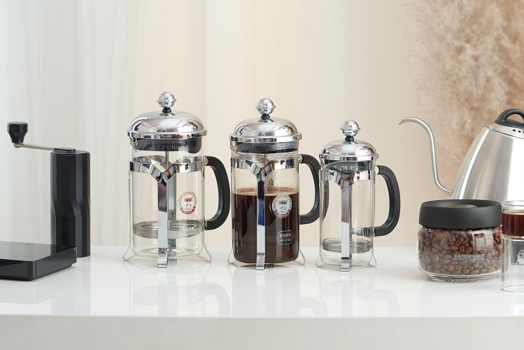 Bình pha French Press thuỷ tinh khung inox Jinmeilai