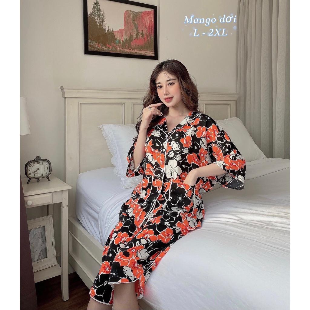 Đồ Bộ Pijama Nữ ️Đồ Bộ Mặc Nhà Tay Cánh Dơi Lụa Mango Cao Cấp MOMOSA Shop