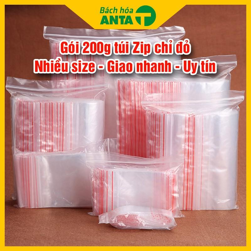 Túi zip chỉ đỏ loại dày đẹp - 200g - Ấn vào chọn size - (bịch PE vuốt mép đựng phụ kiện, gia vị, thực phẩm, thuốc tây)