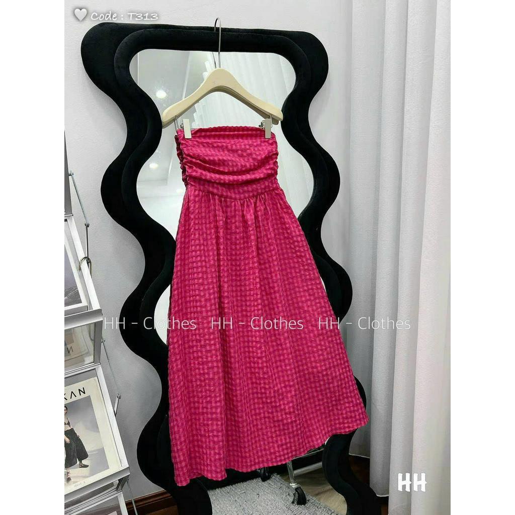 Váy đầm nữ dáng xòe caro cúp ngực thời trang